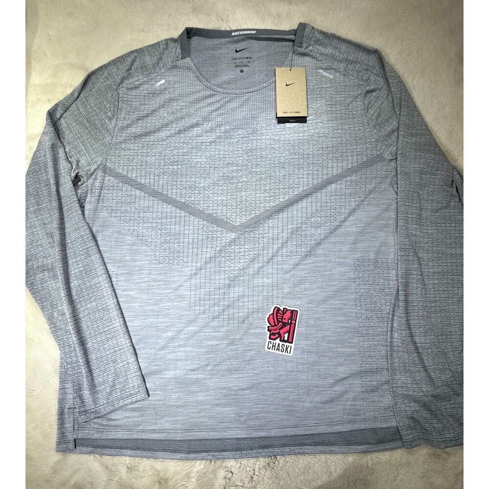 Nike Men XL Slim Fit ADV Run Division Long Sleeve Running Shirt Gray CZ9048 085